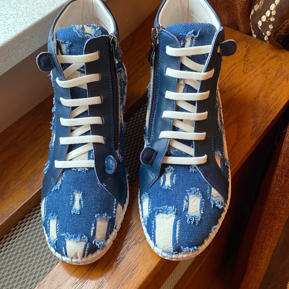 Japanese Zip-up Denim High Top Fashion Sneaker - Like New